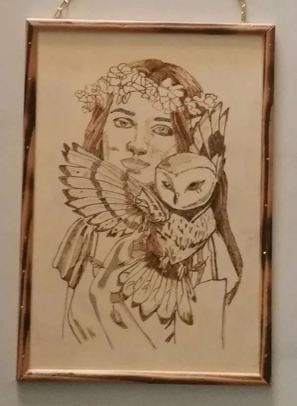 fille et le hibou format A4 80frs 80 euro